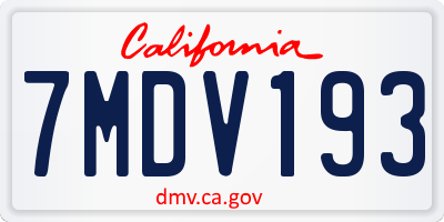 CA license plate 7MDV193