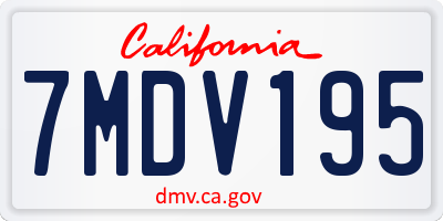 CA license plate 7MDV195