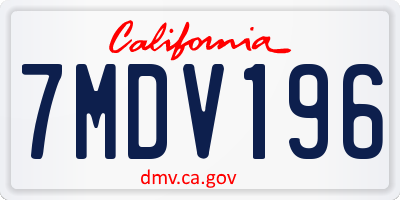 CA license plate 7MDV196
