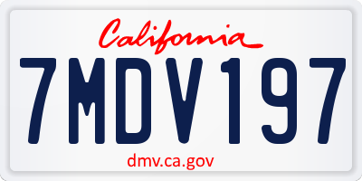 CA license plate 7MDV197