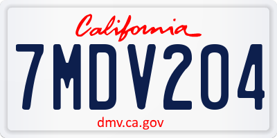 CA license plate 7MDV204