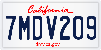 CA license plate 7MDV209
