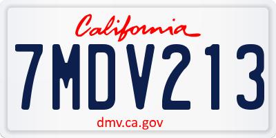 CA license plate 7MDV213
