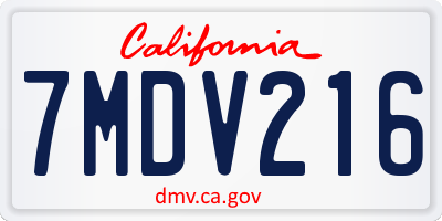 CA license plate 7MDV216