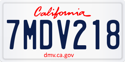 CA license plate 7MDV218