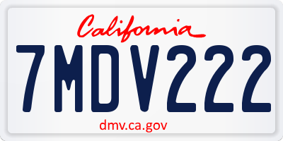 CA license plate 7MDV222