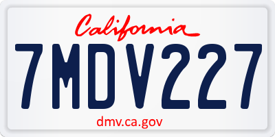 CA license plate 7MDV227