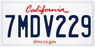 CA license plate 7MDV229
