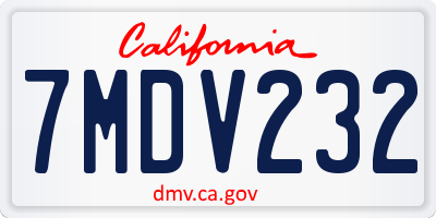 CA license plate 7MDV232