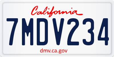 CA license plate 7MDV234
