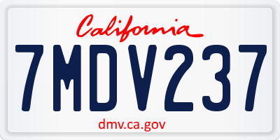 CA license plate 7MDV237