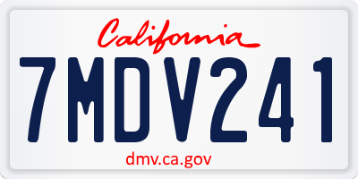 CA license plate 7MDV241