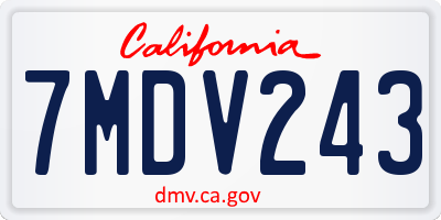 CA license plate 7MDV243
