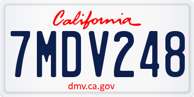 CA license plate 7MDV248