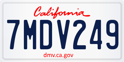 CA license plate 7MDV249