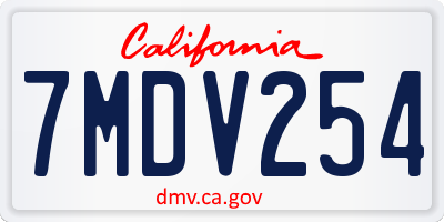 CA license plate 7MDV254