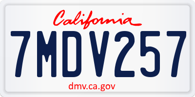 CA license plate 7MDV257