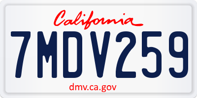 CA license plate 7MDV259
