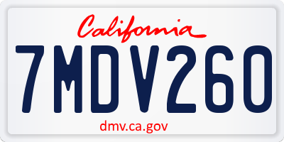 CA license plate 7MDV260