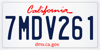 CA license plate 7MDV261