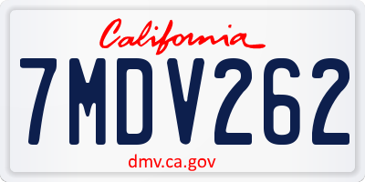 CA license plate 7MDV262