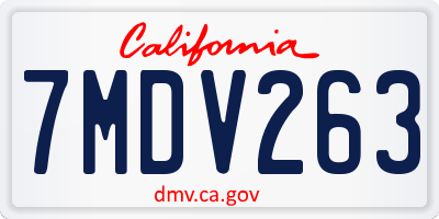 CA license plate 7MDV263