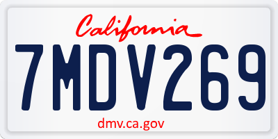 CA license plate 7MDV269