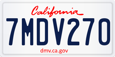 CA license plate 7MDV270