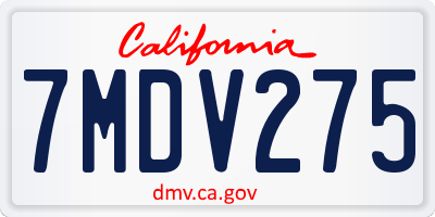 CA license plate 7MDV275