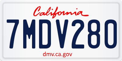 CA license plate 7MDV280