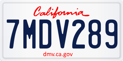 CA license plate 7MDV289
