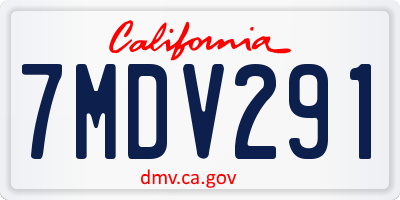 CA license plate 7MDV291