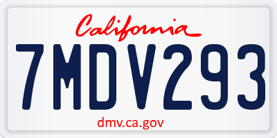CA license plate 7MDV293