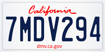 CA license plate 7MDV294