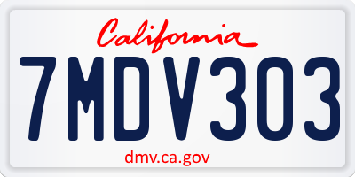 CA license plate 7MDV303