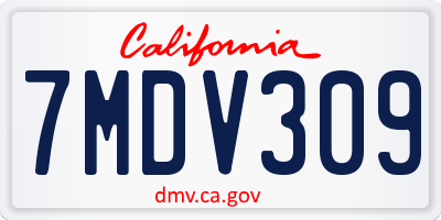 CA license plate 7MDV309