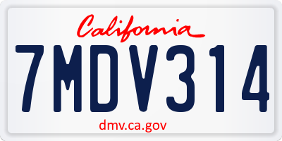 CA license plate 7MDV314