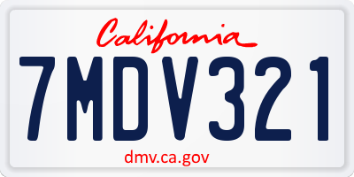 CA license plate 7MDV321