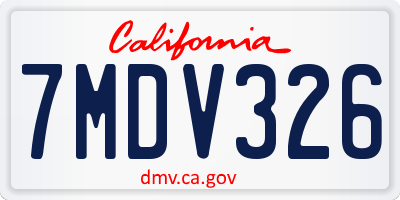 CA license plate 7MDV326