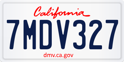 CA license plate 7MDV327