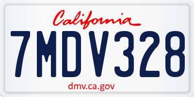 CA license plate 7MDV328