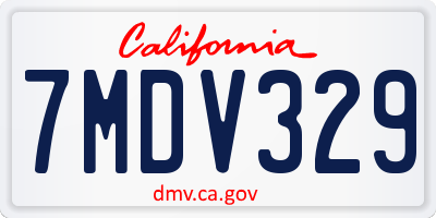 CA license plate 7MDV329