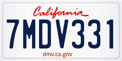 CA license plate 7MDV331