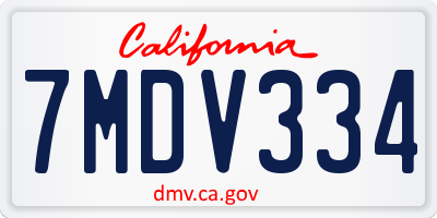 CA license plate 7MDV334