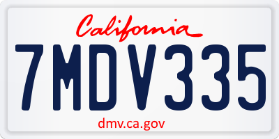 CA license plate 7MDV335