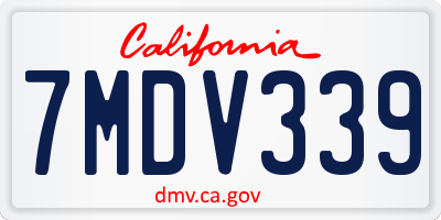 CA license plate 7MDV339