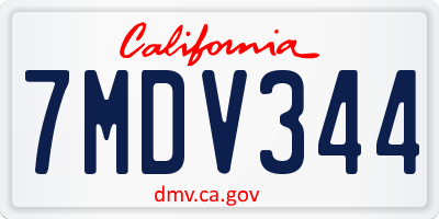CA license plate 7MDV344