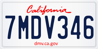 CA license plate 7MDV346
