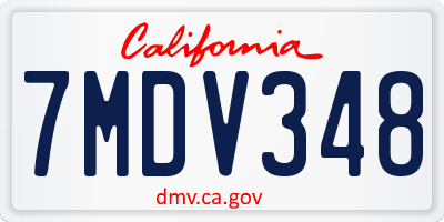 CA license plate 7MDV348