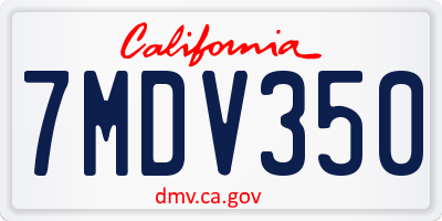 CA license plate 7MDV350